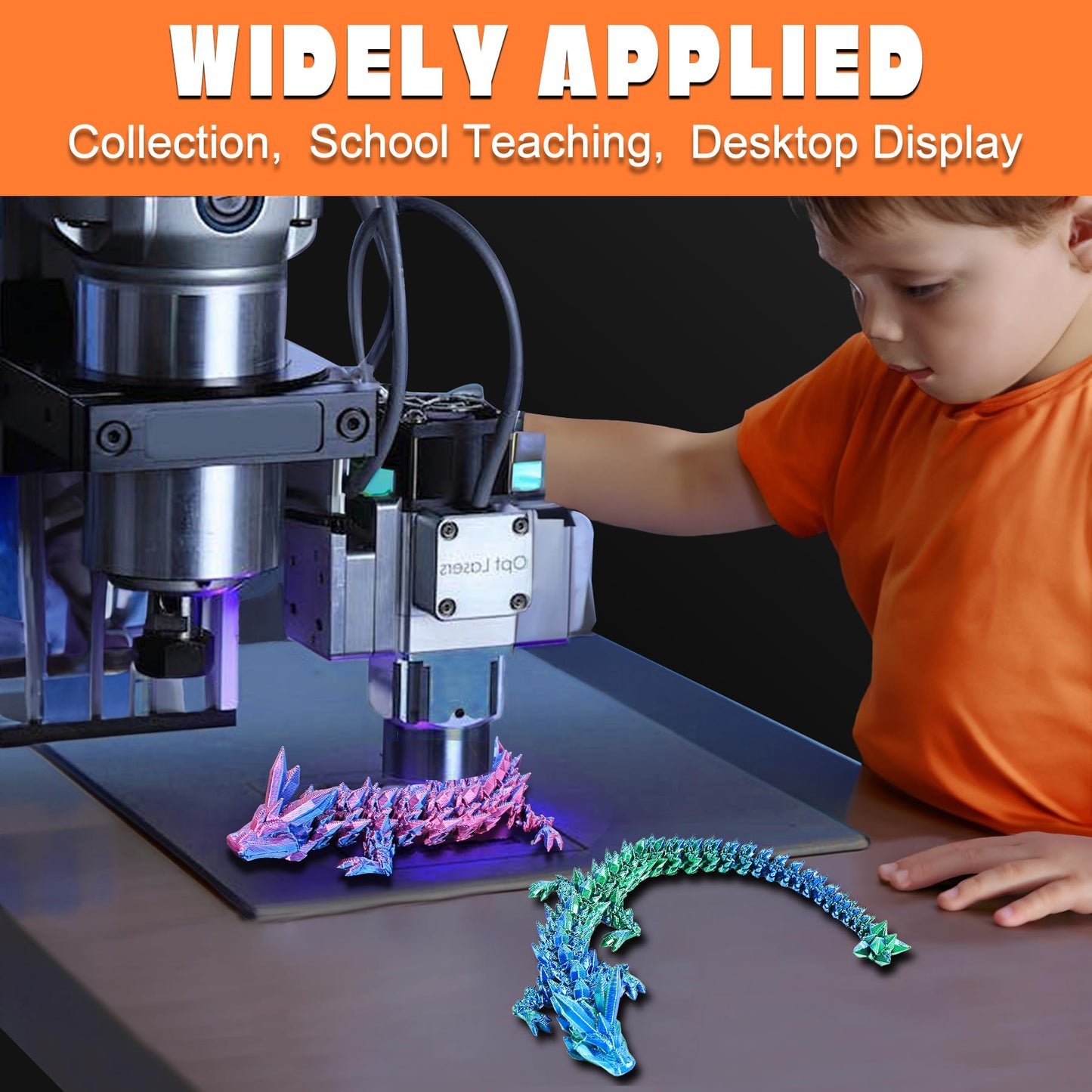 Beesini 2-Pack Crystal 3D Dragon Fidget Figurines — Home Office Desk Decor