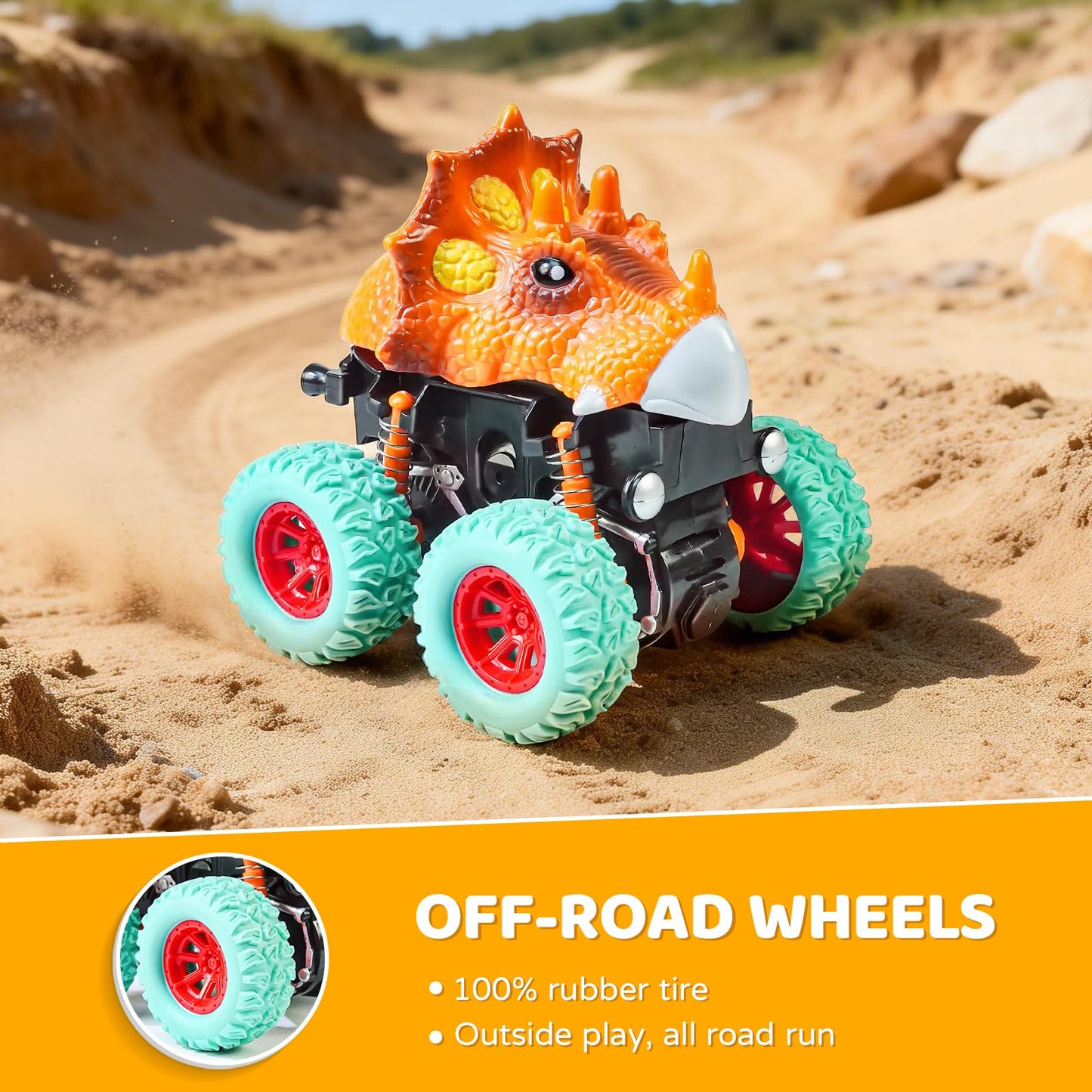 Beestech Dinosaur Monster Trucks – Friction-Powered Push & Pull Toys