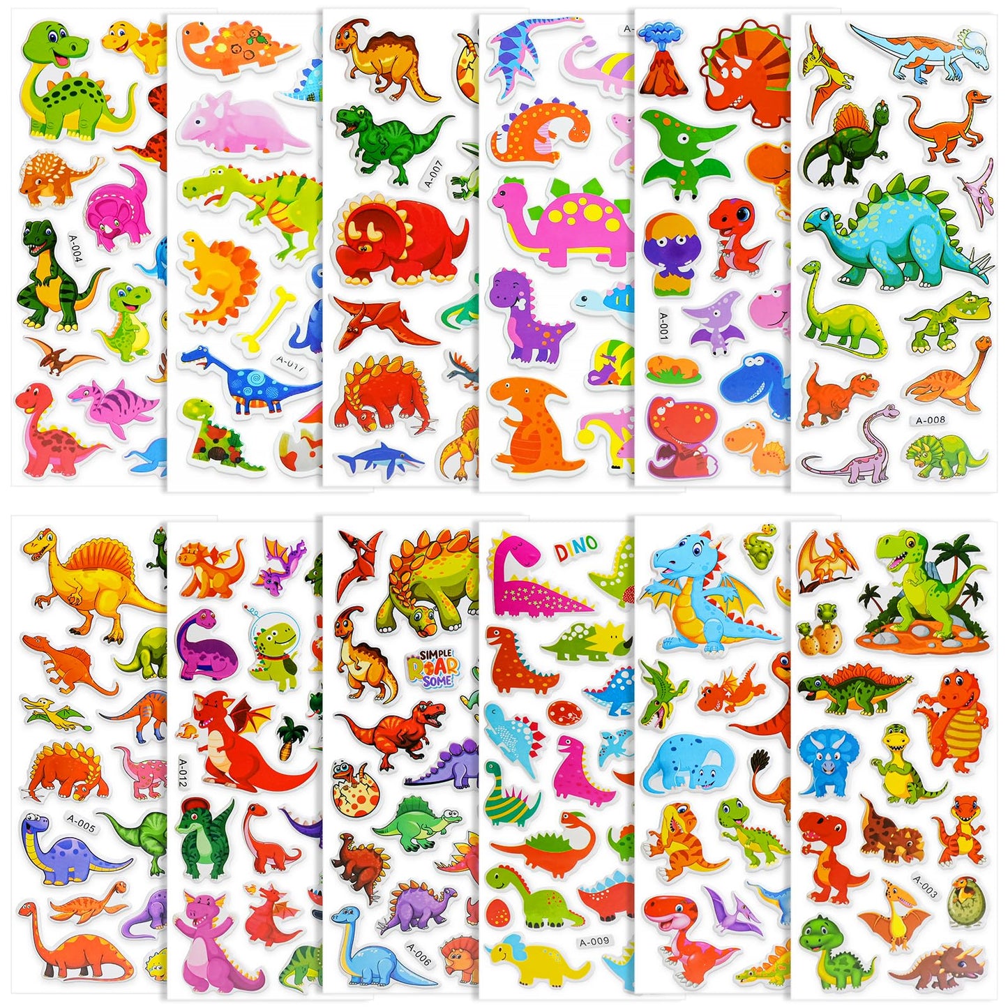 Beestech 24 Sheets Dinosaur Stickers – 450+ Dinos for Kids, Rewards & Party Favors