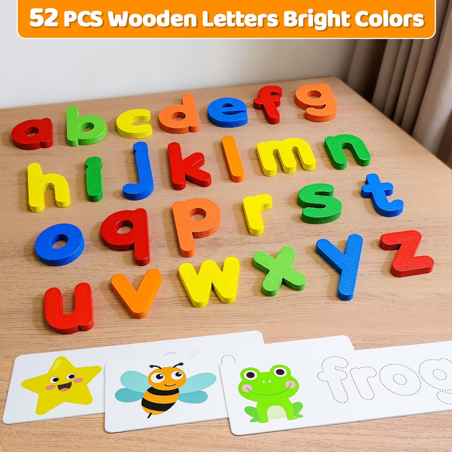 Beestech Alphabet ABC Learning — Wooden Letter Puzzle & Flash Cards for Ages 3-5