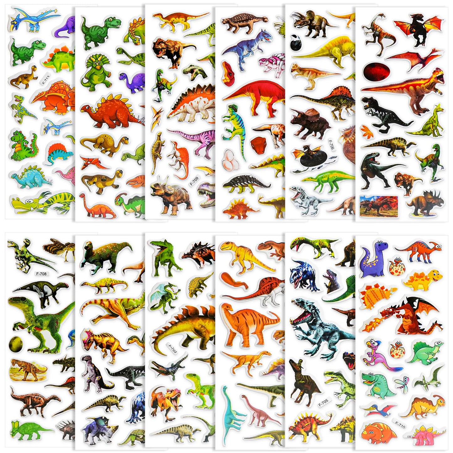 Beestech 24 Sheets Dinosaur Stickers – 450+ Dinos for Kids, Rewards & Party Favors