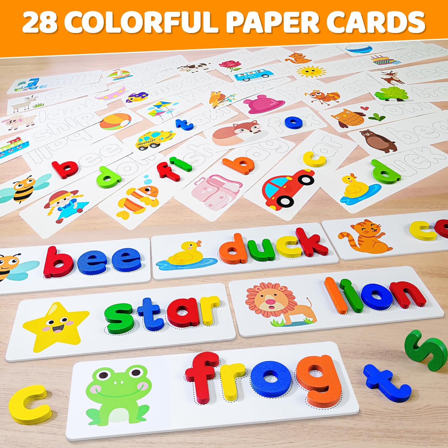 Beestech Alphabet ABC Learning — Wooden Letter Puzzle & Flash Cards for Ages 3-5