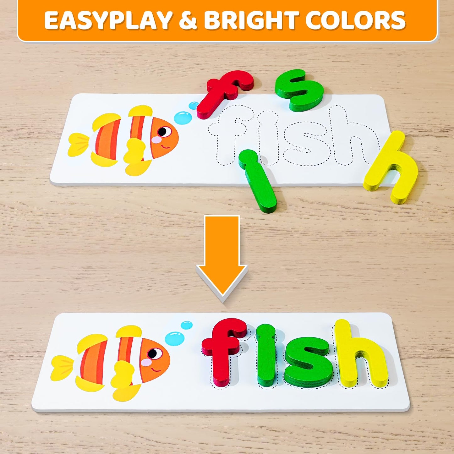 Beestech Alphabet ABC Learning — Wooden Letter Puzzle & Flash Cards for Ages 3-5