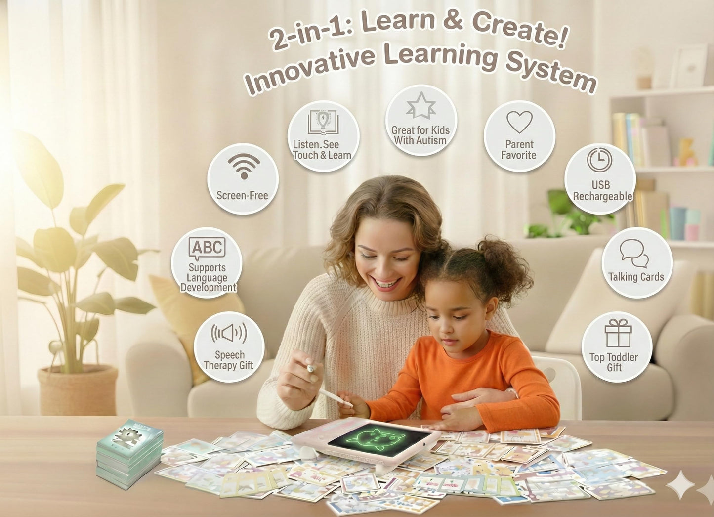 Beetifulie Spanish & English Talking Flash Cards for Toddlers — LCD Tablet & 510 Sight Words