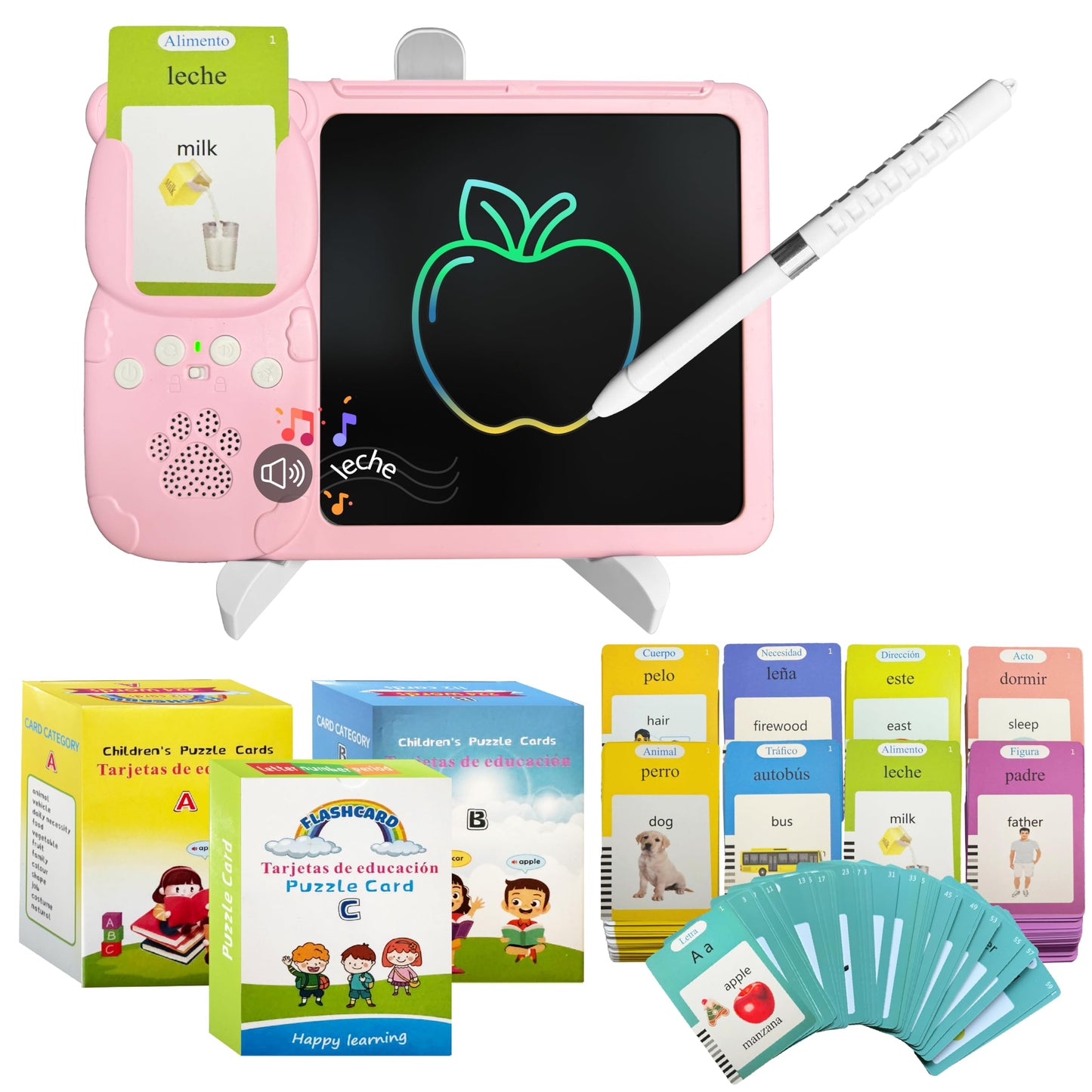Beetifulie Spanish & English Talking Flash Cards for Toddlers — LCD Tablet & 510 Sight Words