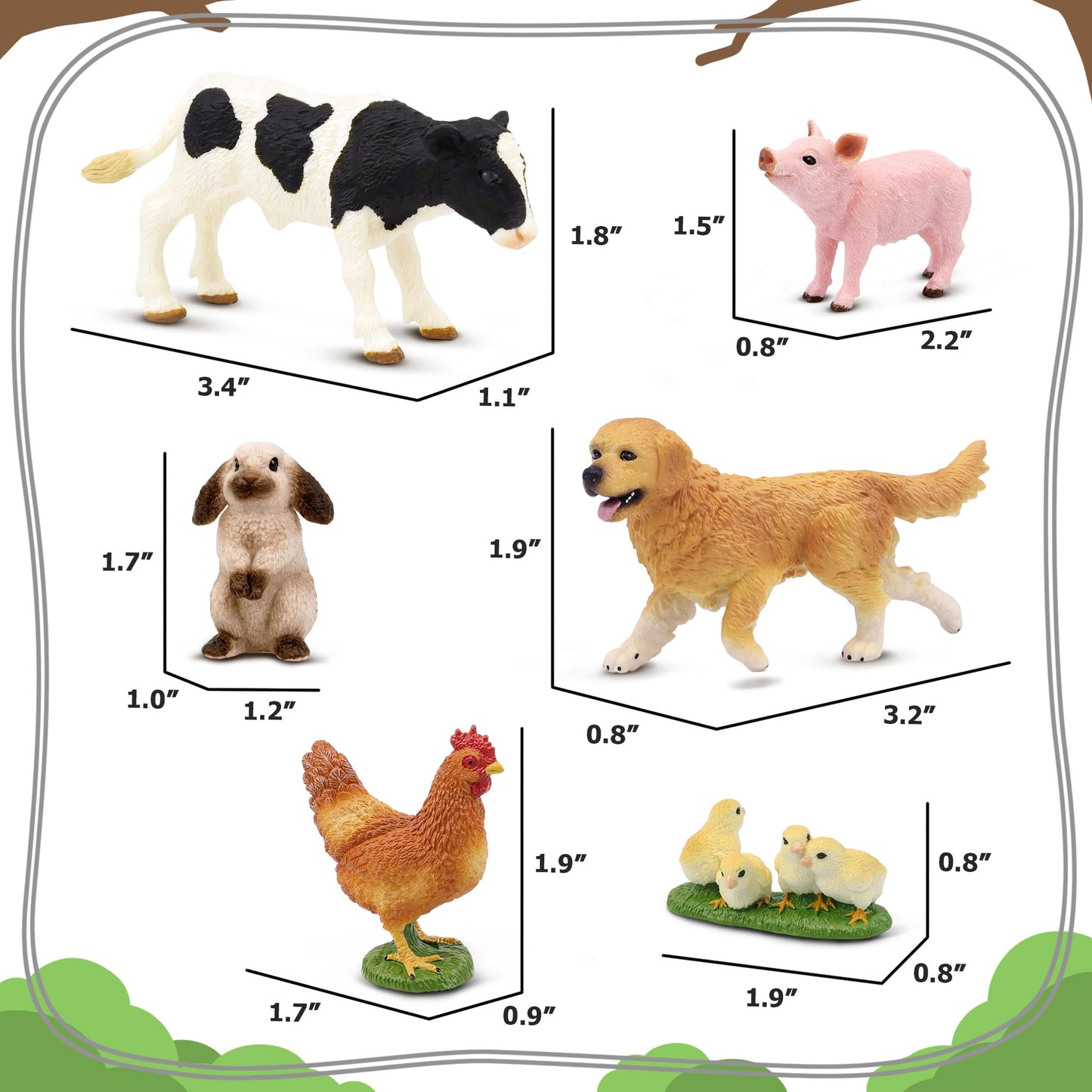 Beetots Farm Animals Toy Set – 12 Realistic Mini Figurines for Kids 3+
