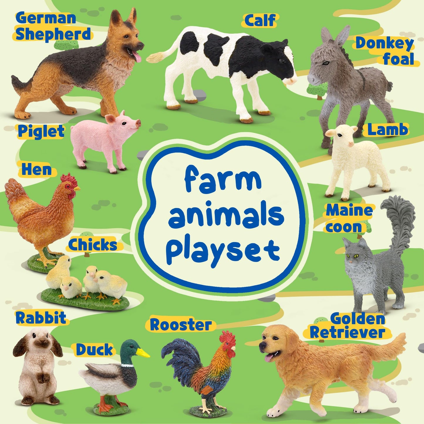 Beetots Farm Animals Toy Set – 12 Realistic Mini Figurines for Kids 3+