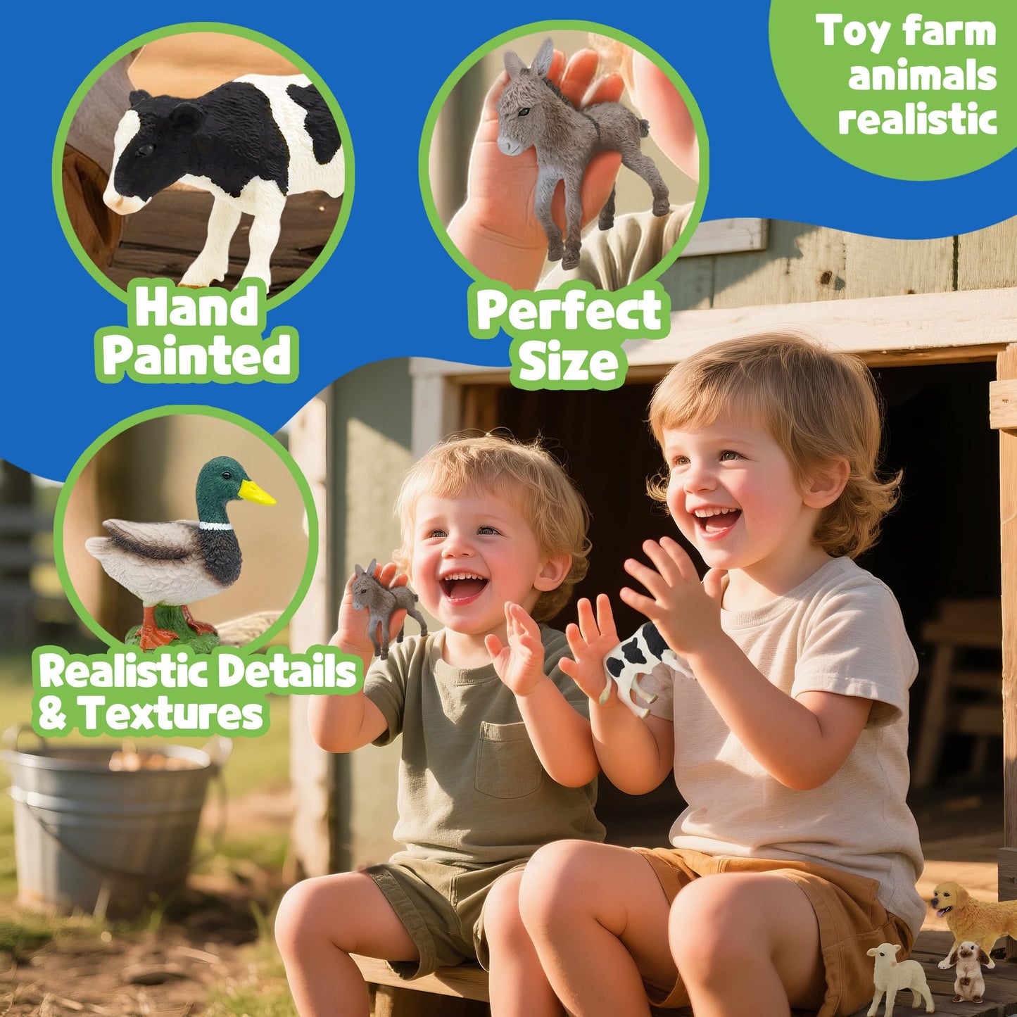 Beetots Farm Animals Toy Set – 12 Realistic Mini Figurines for Kids 3+