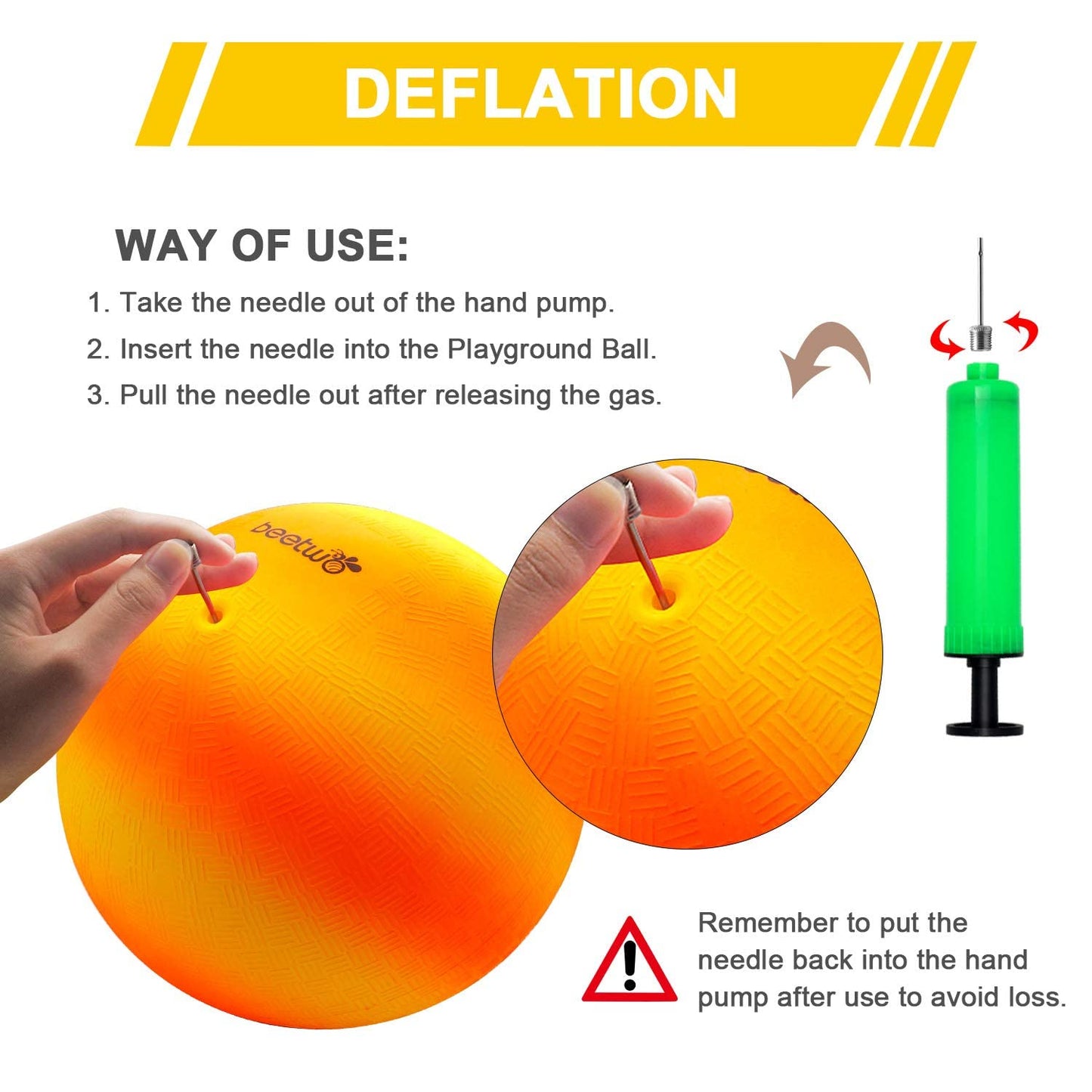 Beetwo Four Square Balls — 8.5 Inch Playground Balls (4 Pack) with Hand Pump