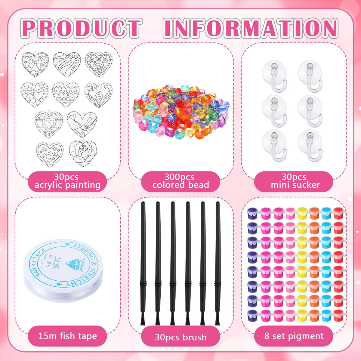 Beeveer 30-Set Valentine's Day Heart Suncatchers Craft Kit – DIY Window Art for Adults