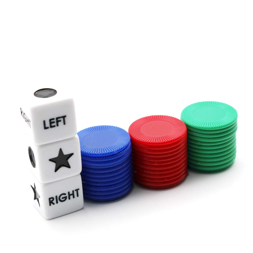 Befantasway Right Left Center Dice Game Set – 3 Dice & 36 Chips