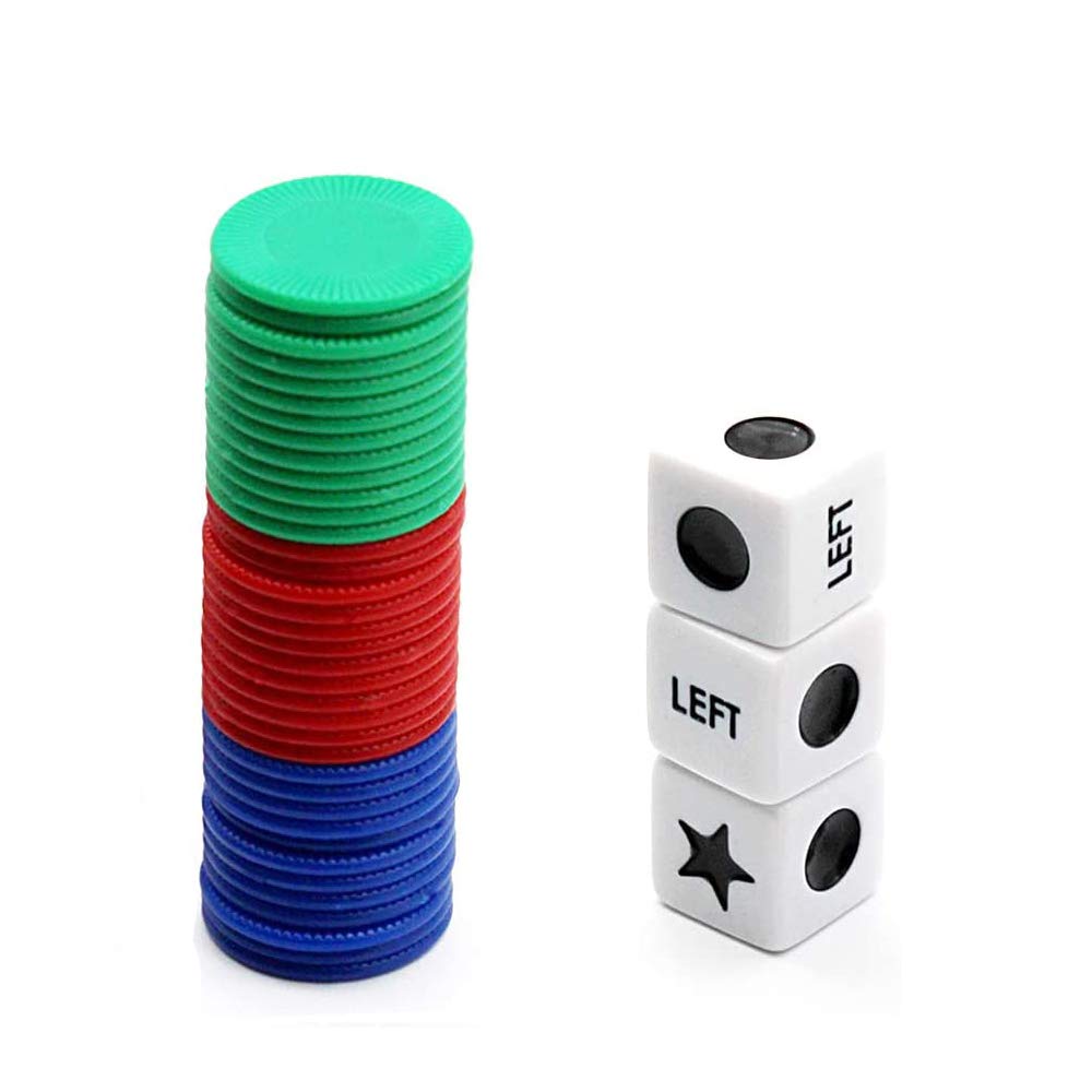 Befantasway Right Left Center Dice Game Set – 3 Dice & 36 Chips