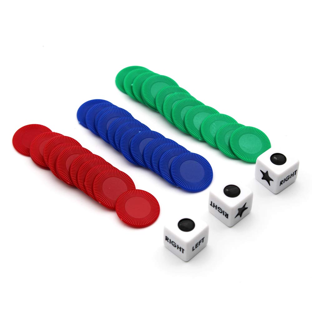 Befantasway Right Left Center Dice Game Set – 3 Dice & 36 Chips