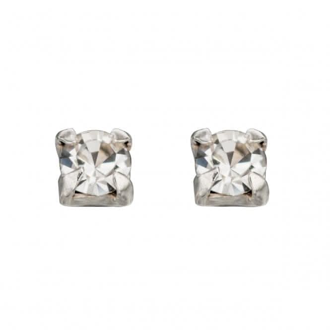 Beginnings Sterling Silver A491C Clear Crystal 2mm Stud Earrings