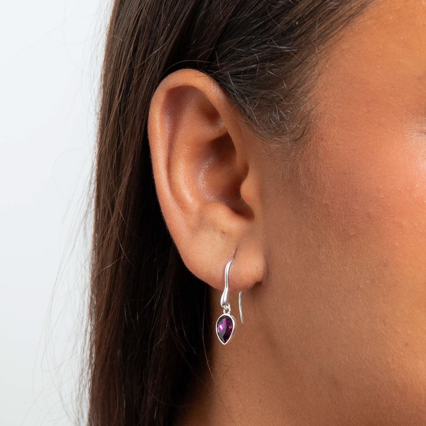 Beginnings Sterling Silver Amethyst Crystal Amethyst Earrings E6489M