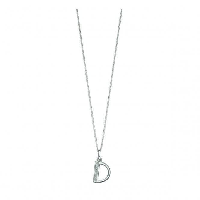 Beginnings Sterling Silver Art Deco Initial D Cubic Zirconia Pendant P4726C