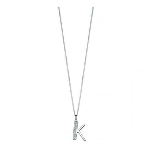 Beginnings Sterling Silver Art Deco Initial K Cubic Zirconia Pendant P4733C