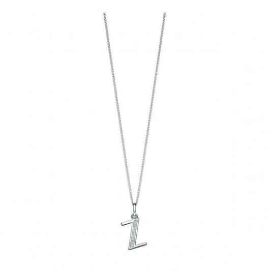 Beginnings Sterling Silver Art Deco Initial Z Cubic Zirconia Pendant P4748C