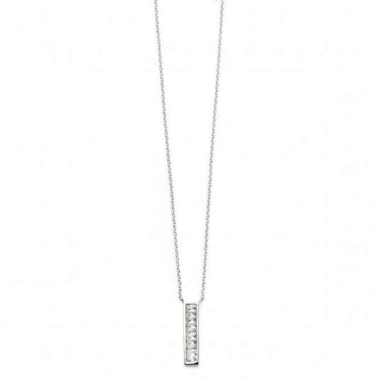 Beginnings Sterling Silver Channel Set Cubic Zirconia Bar Necklaces N4214C