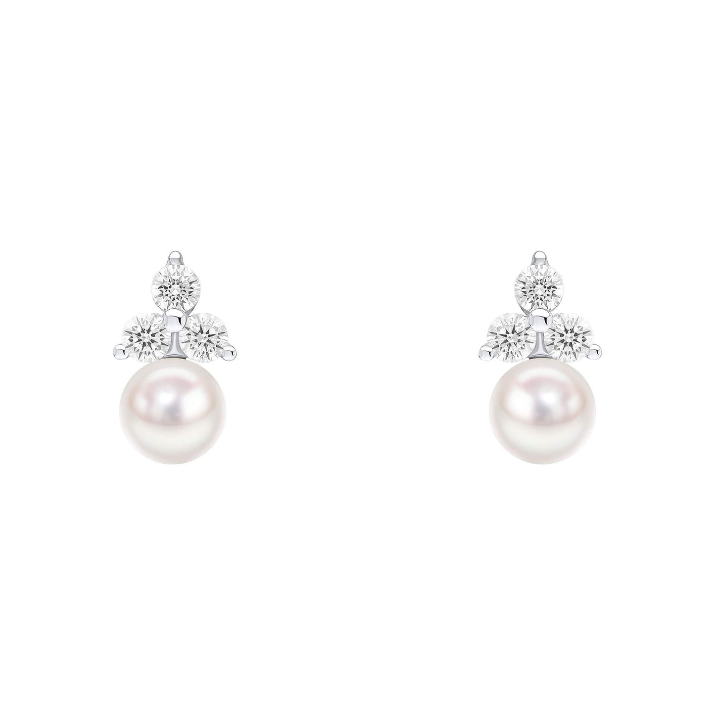Beginnings Sterling Silver Cubic Zirconia and White Shell Pearl White Earrings E6497W