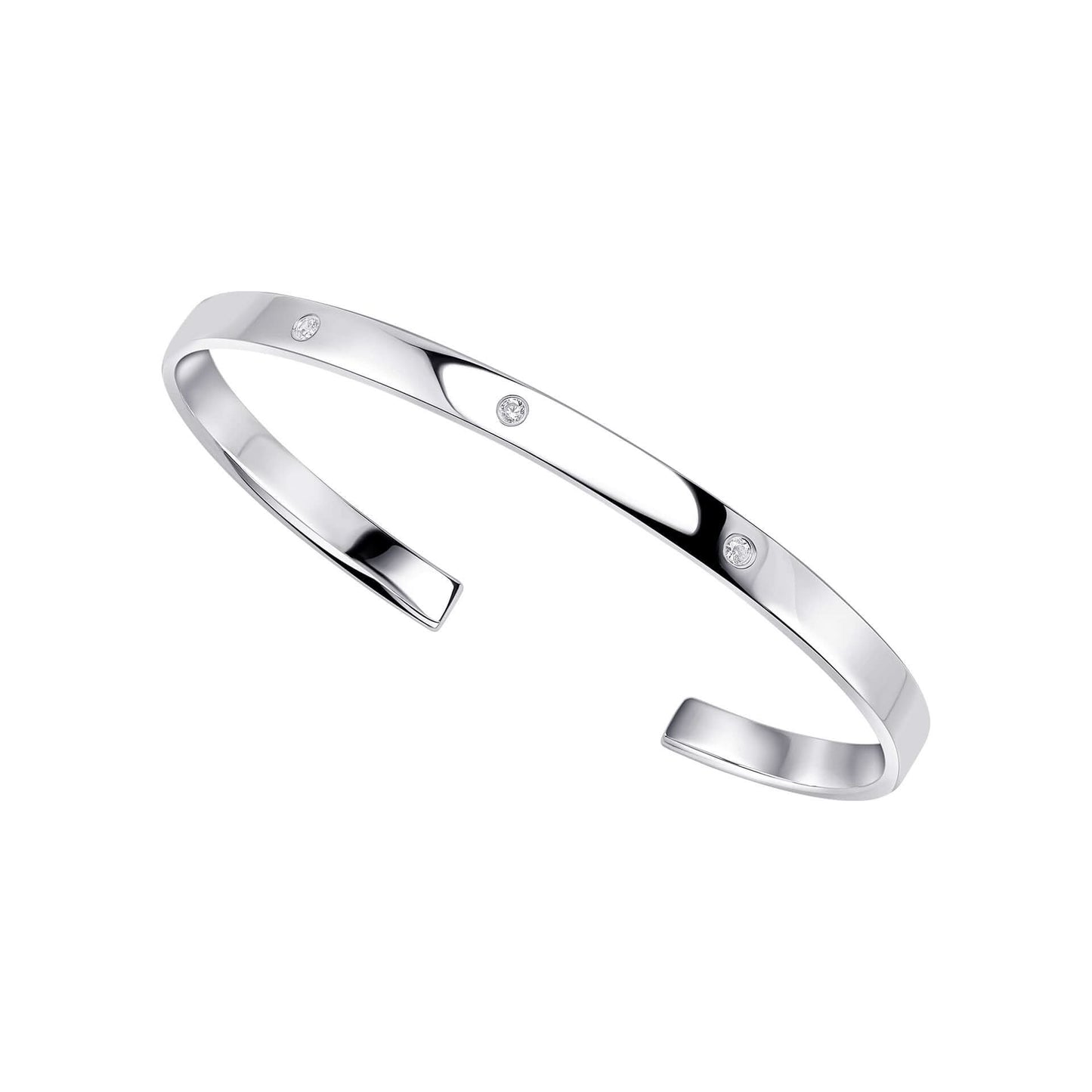 Beginnings Sterling Silver Cubic Zirconia Torque Bangle B5520C