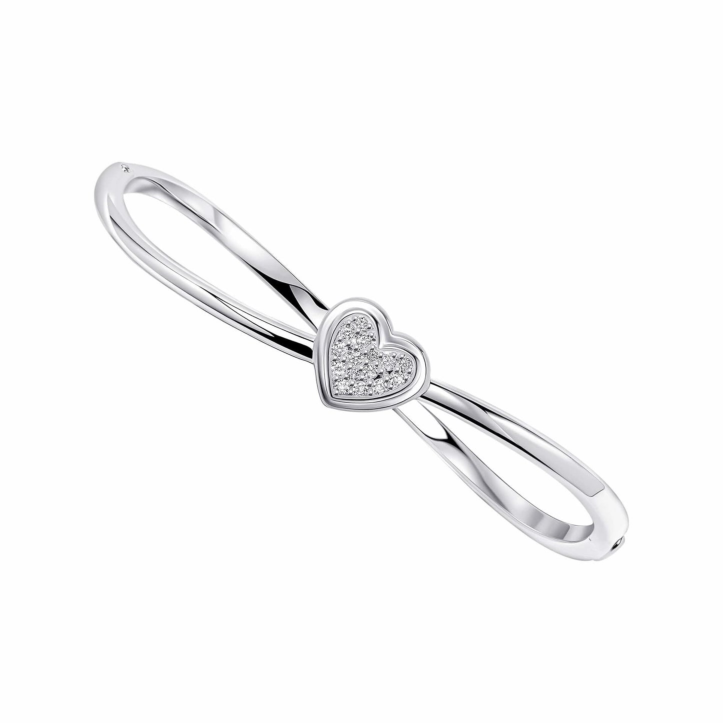 Beginnings Sterling Silver Cubic Zirconia Hinged Heart Bangle B5523C