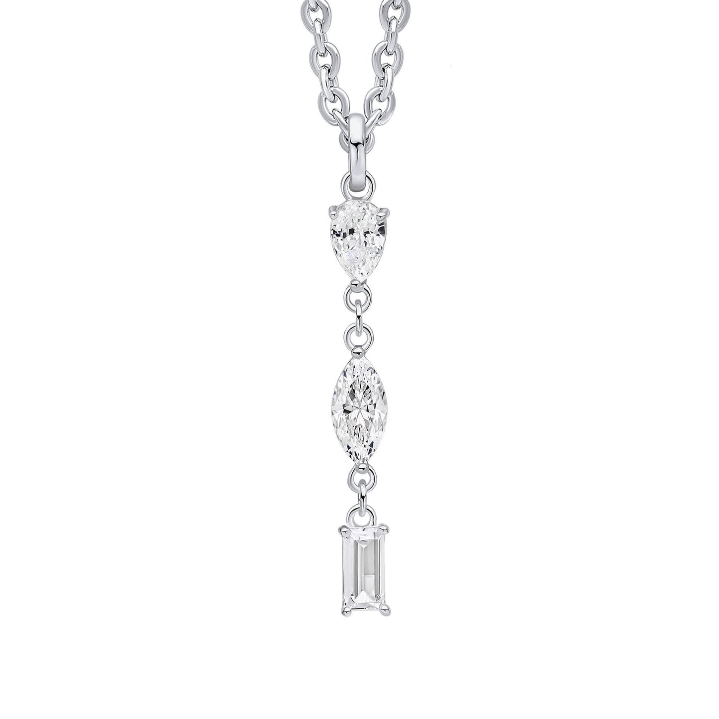 Beginnings Sterling Silver Cubic Zirconia White Pendant P5451C