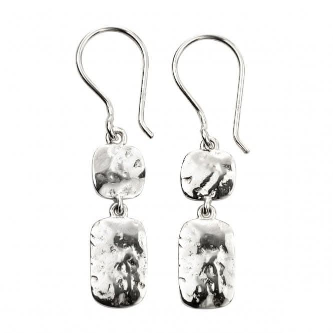 Beginnings Sterling Silver Double Drop Hammered Earrings E5773