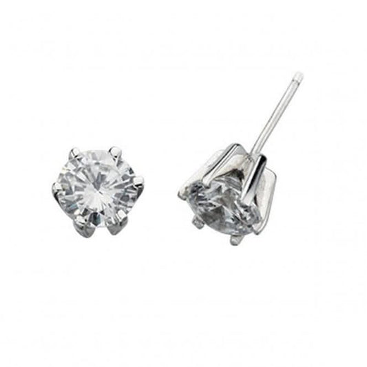 Beginnings Sterling Silver E2285C Clear Cz Round Stud Earrings