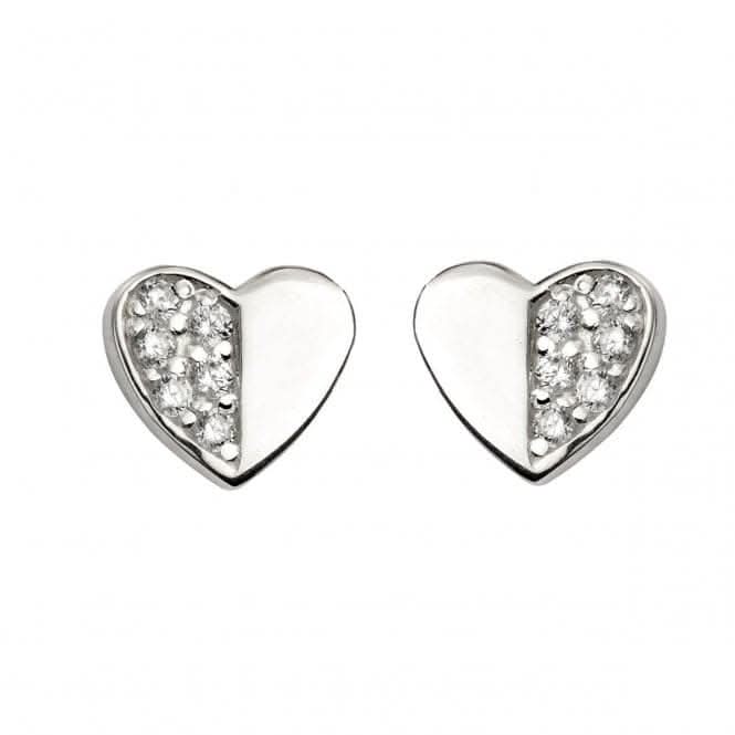 Beginnings Sterling Silver E5412C Cz Pve Double Heart Earrings