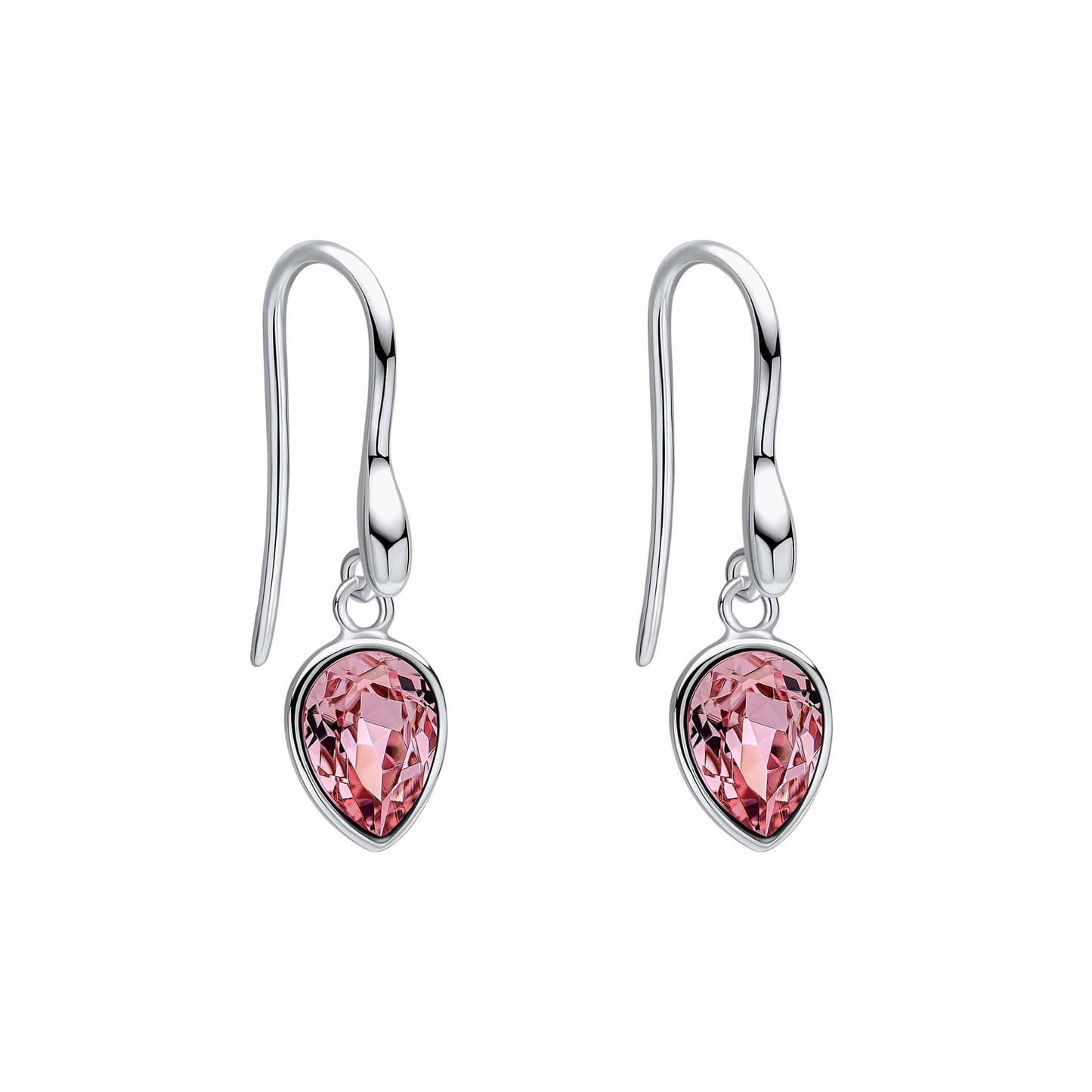 Beginnings Sterling Silver Light Rose Crystal Rose Earrings E6490P