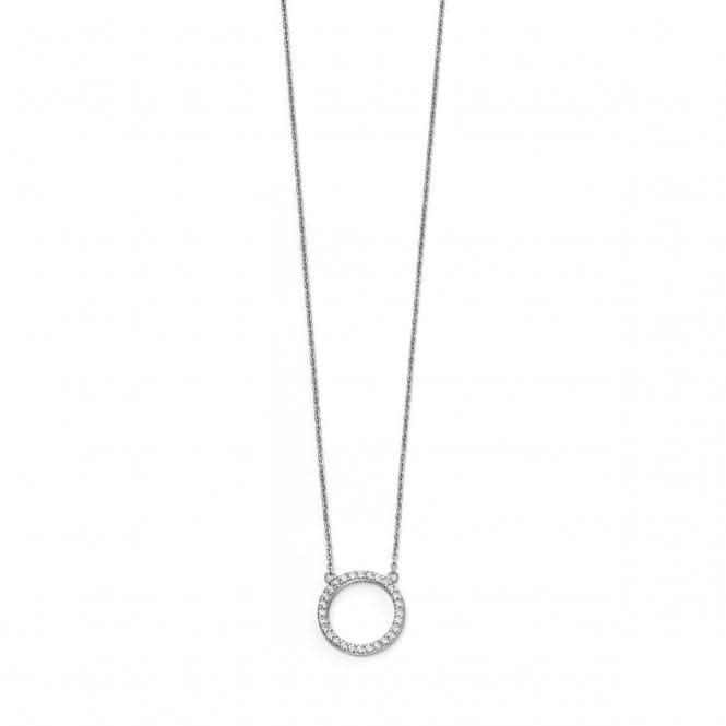 Beginnings Sterling Silver Open Disc Pave Necklaces N4216C