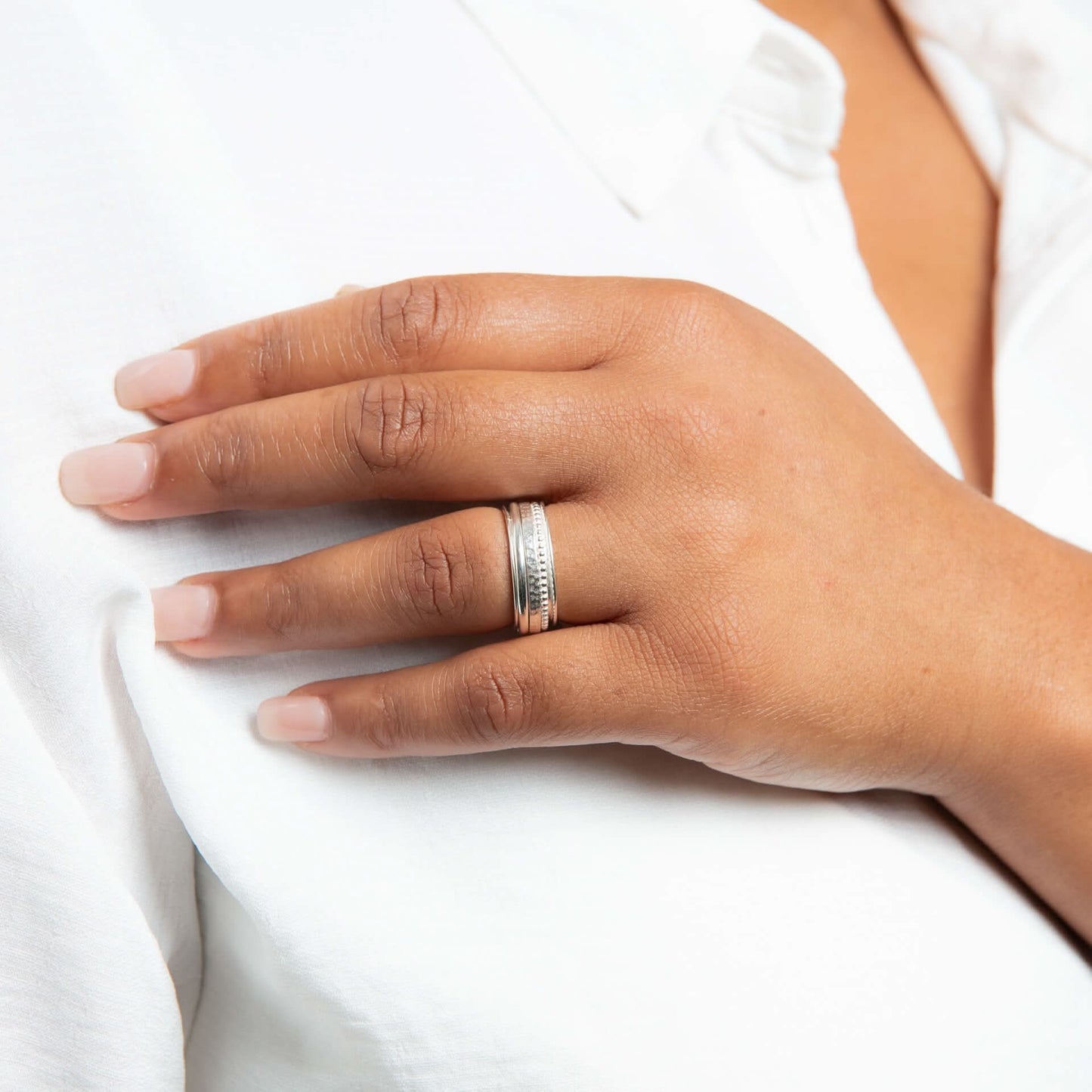 Beginnings Sterling Silver Multi Texture Spinner Ring R3905