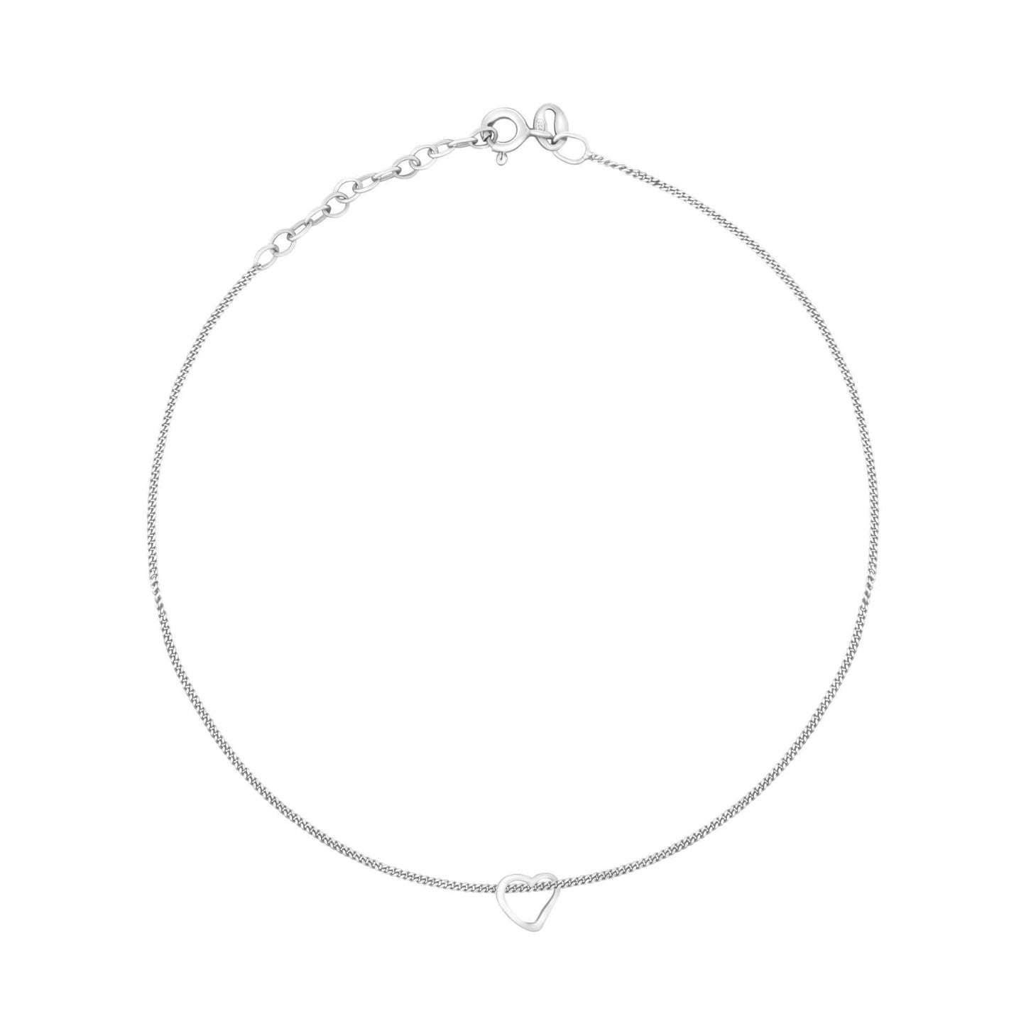 Beginnings Sterling Silver Slip On Heart 23cm Ankle Chain K157