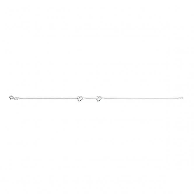 Beginnings Sterling Silver Slip On Heart 23cm Ankle Chain K157