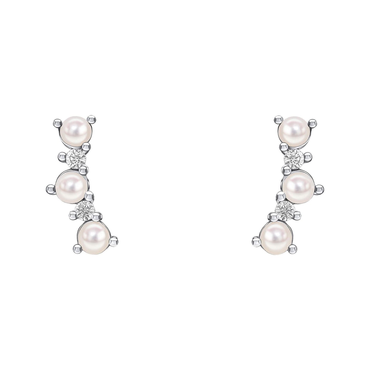 Beginnings Sterling Silver Zirconia White Freshwater Pearl White Earrings E6498W