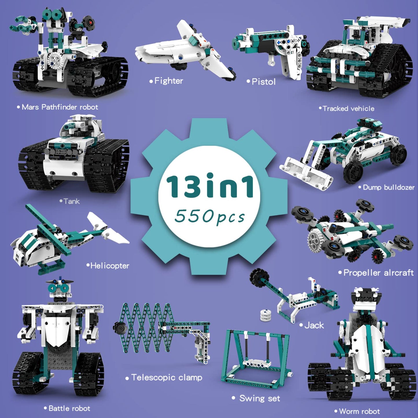 BEHOWL 13-in-1 Technique Building Blocks Set | Remote & App Controlled 550 PCS