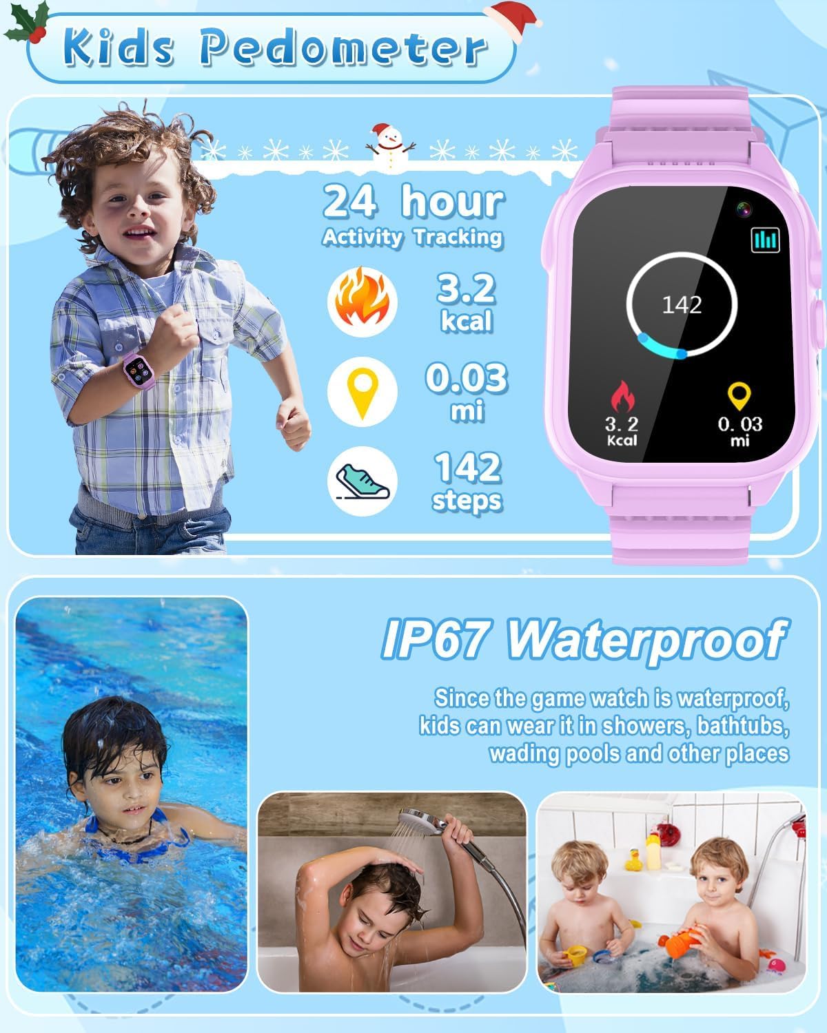 BEIARA Waterproof Kids Smart Watch 3-12 | 26 Games, HD Camera, Pedometer