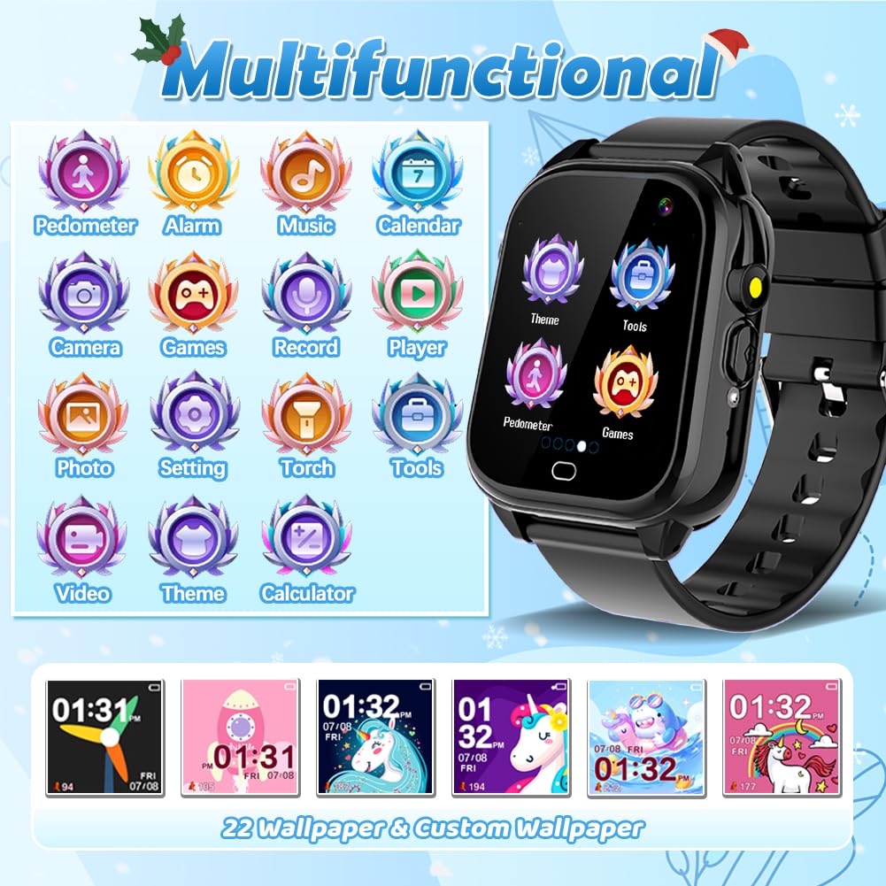 BEIARA Waterproof Kids Smart Watch | 1.44-Inch HD Touchscreen, IP67, Camera & 26 Games