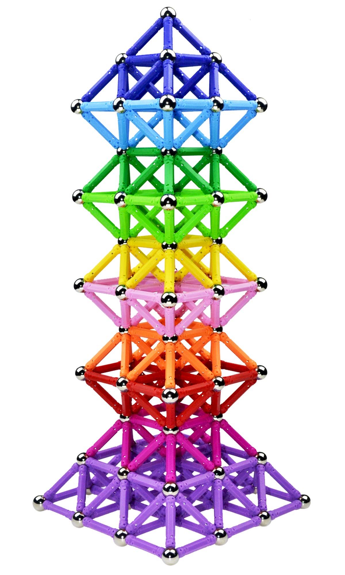 Beicarin 150Pcs Magnetic Building Sticks Blocks – 3D STEM Toy for Kids & Adults, with Storage Bag