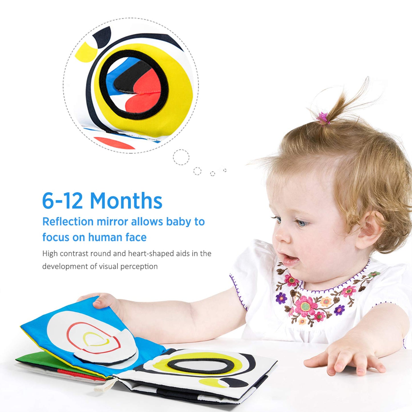 beiens High Contrast Black and White Baby Book – Touch and Feel Crinkle Sensory Toy for 0-12 Months