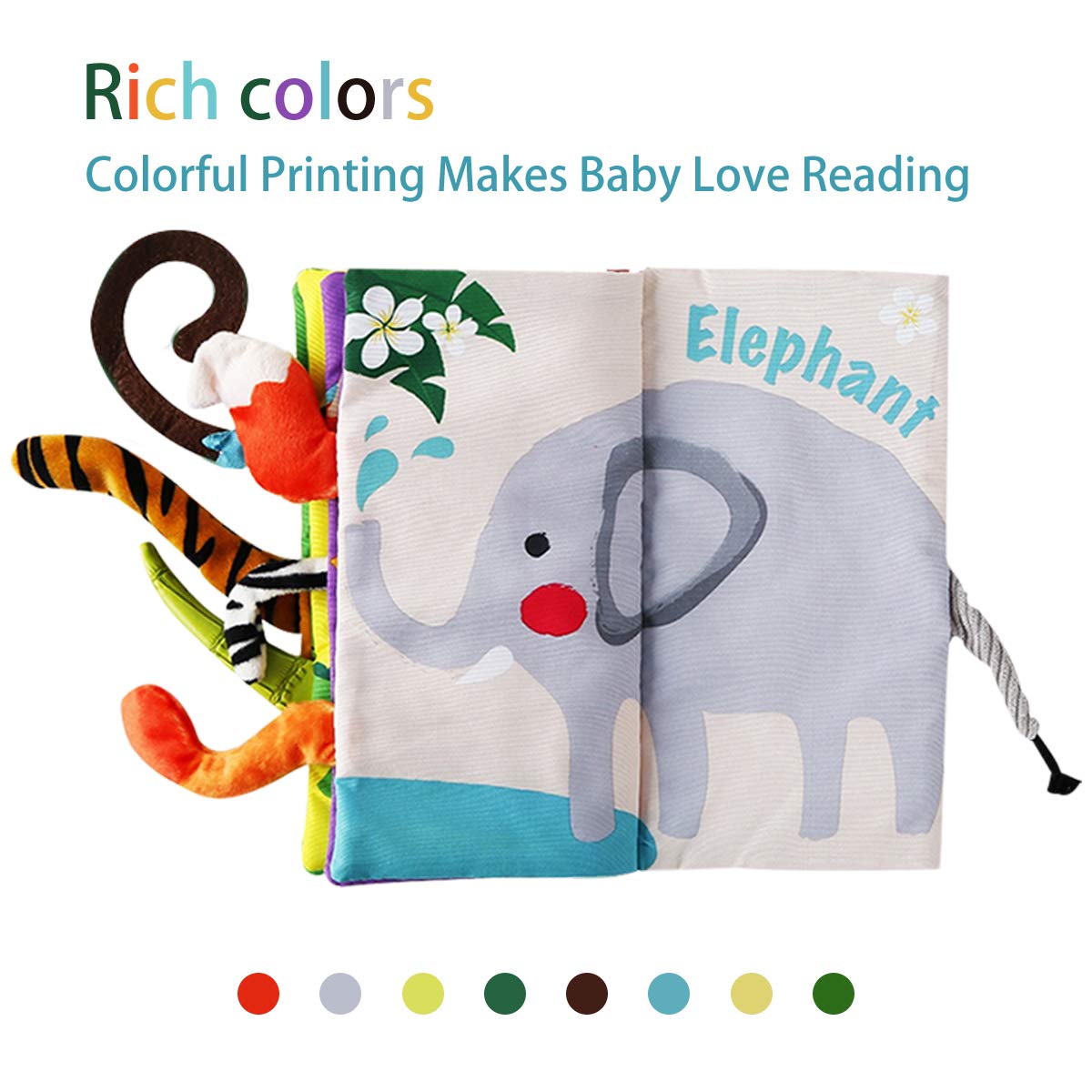 beiens Baby Books Toys – Touch & Feel Crinkle Cloth Book for 0-18 Months