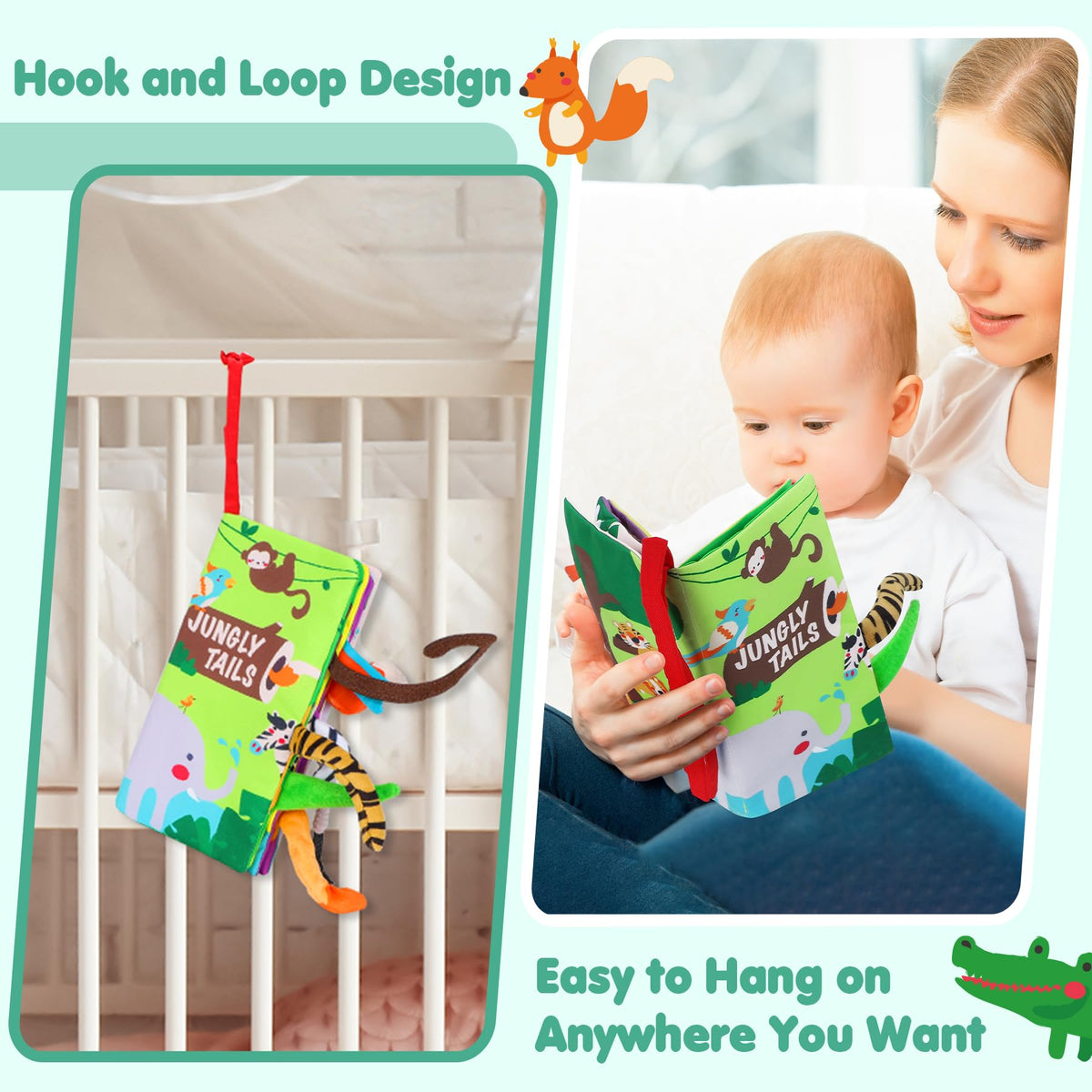 beiens Baby Books Toys – Touch & Feel Crinkle Cloth Book for 0-18 Months