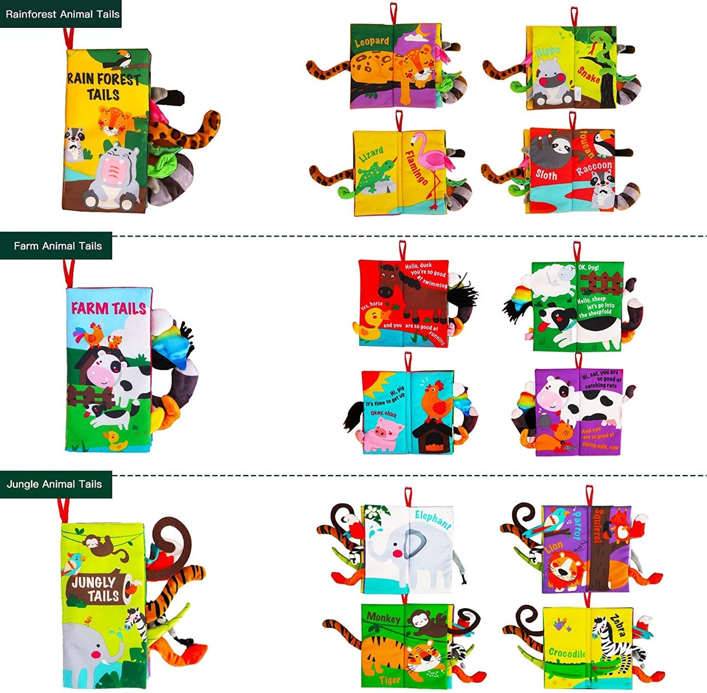 Beiens Baby Cloth Books Set – Touch & Feel Crinkle Soft Books for 0-18 Months (3 pcs)