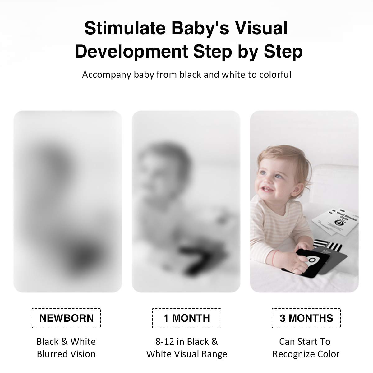 beiens High-Contrast Baby Flashcards – Black & White Visual Stimulation for Newborns & Infants