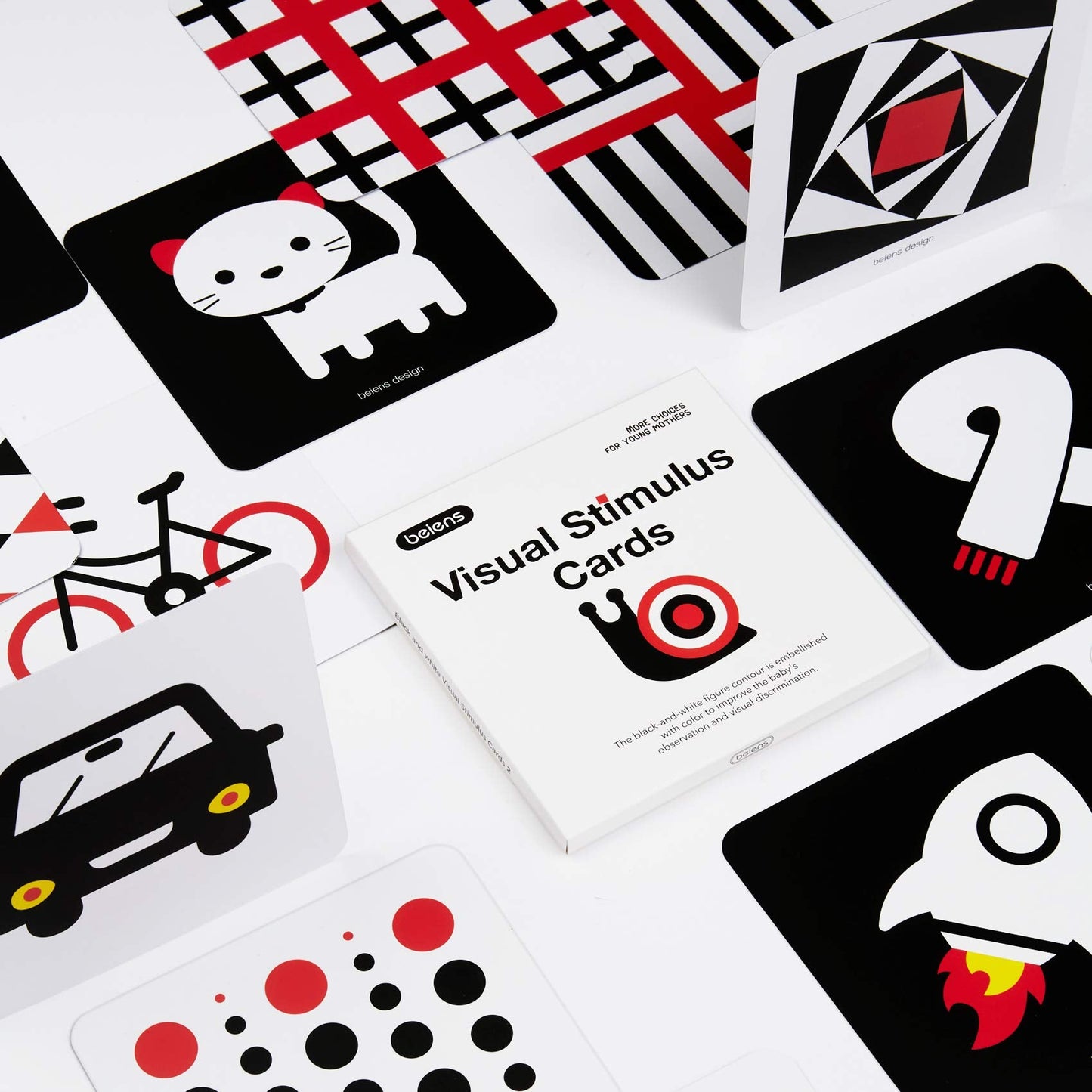 beiens High-Contrast Baby Flashcards – Black & White Visual Stimulation for Newborns & Infants