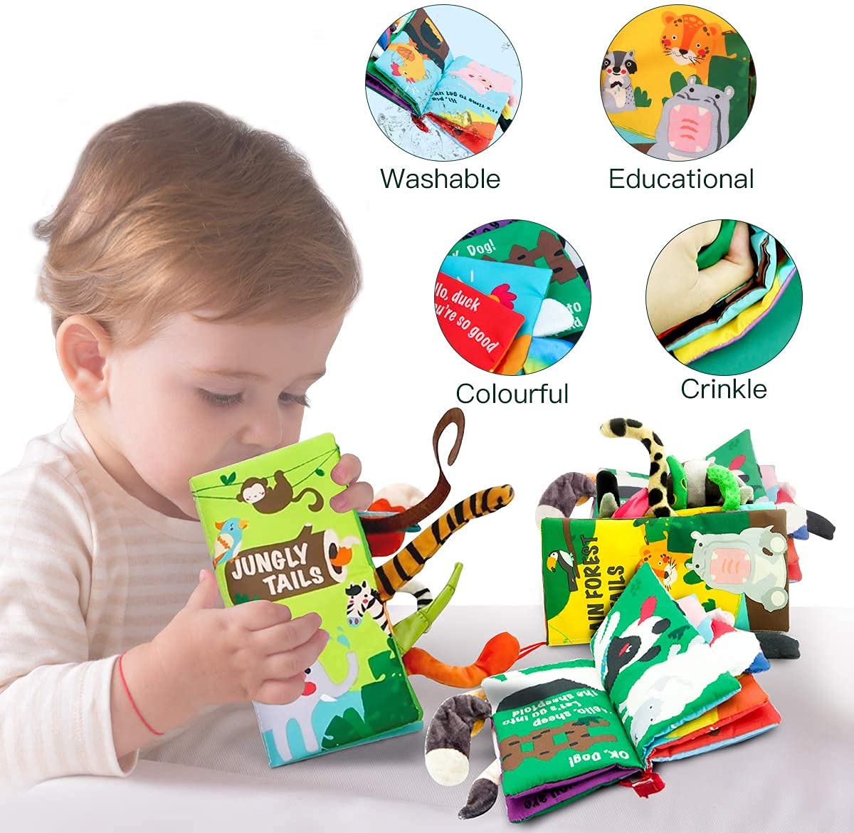 Beiens Baby Cloth Books Set – Touch & Feel Crinkle Soft Books for 0-18 Months (3 pcs)