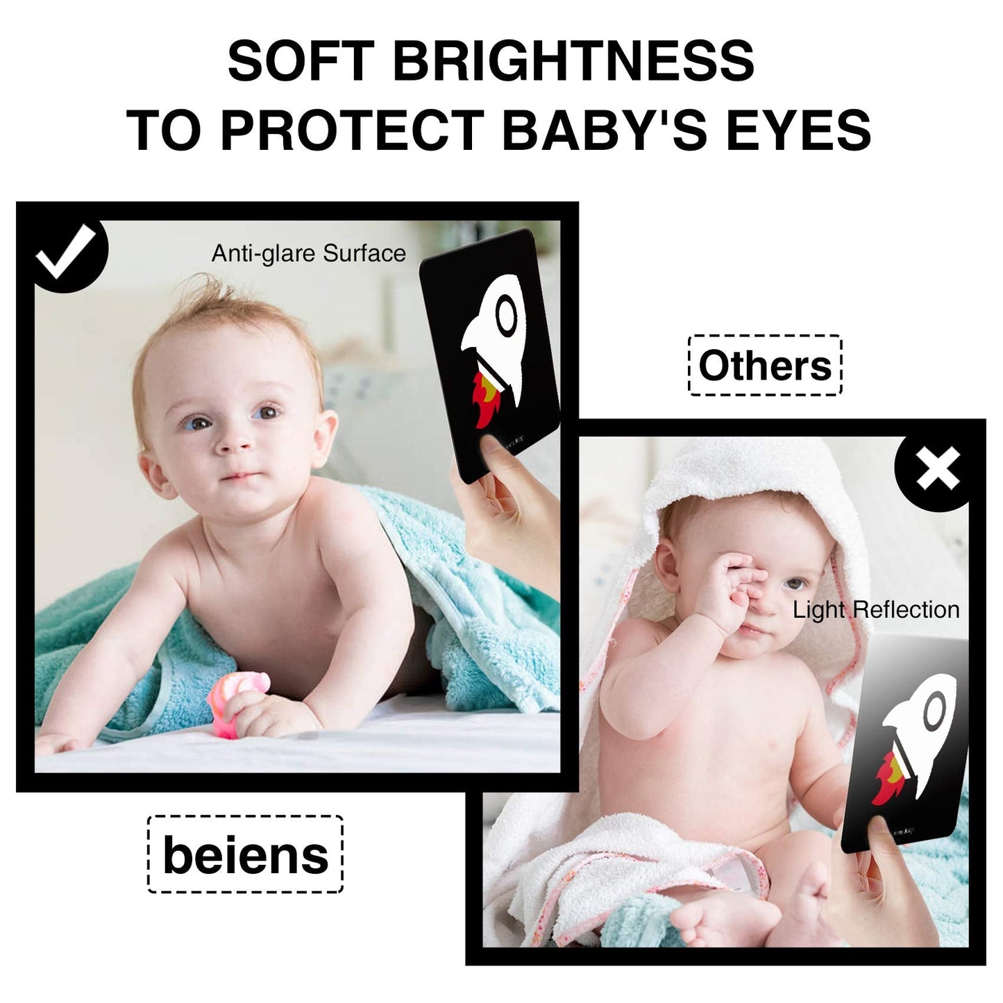 beiens High-Contrast Baby Flashcards – Black & White Visual Stimulation for Newborns & Infants