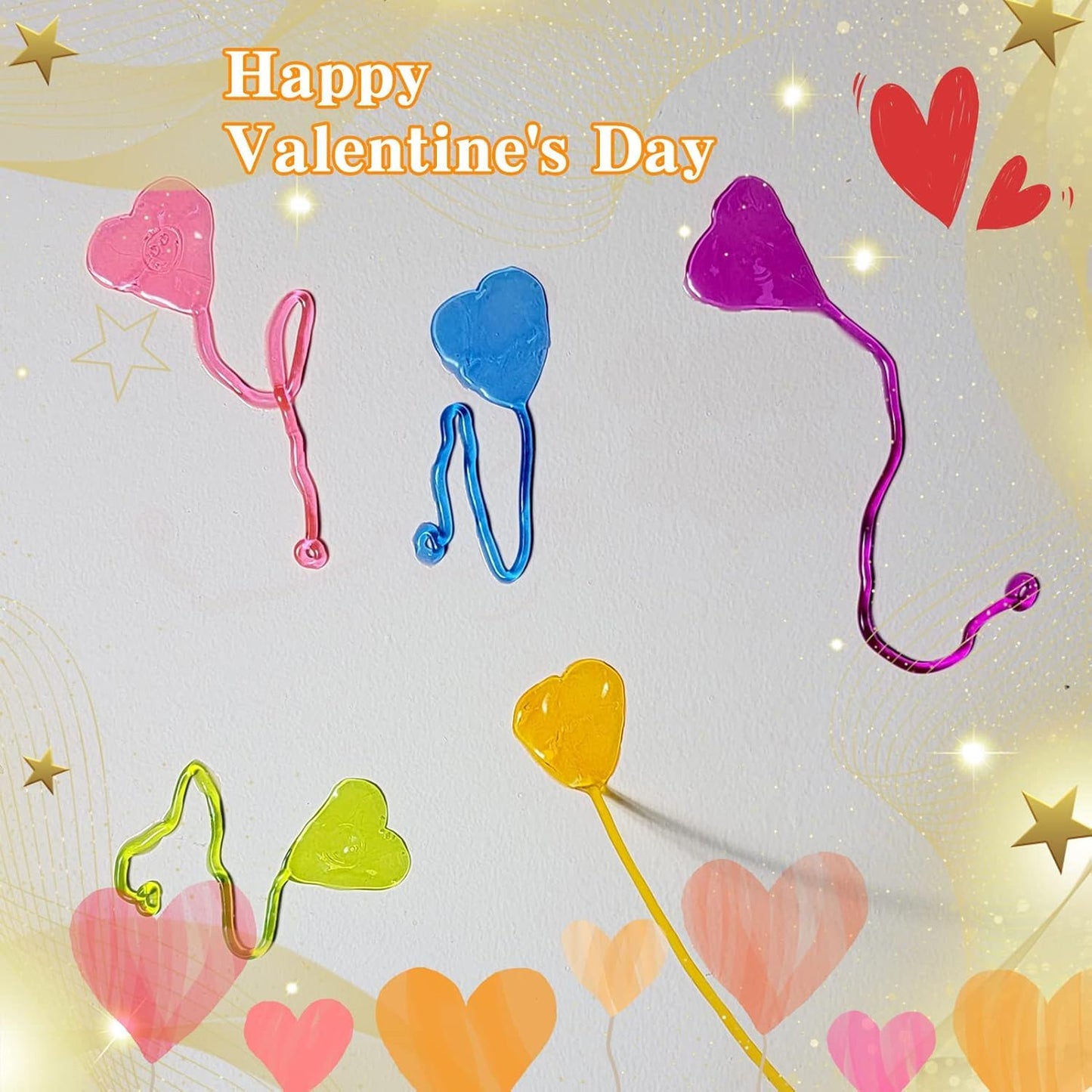 BEIGUO Valentine's Day Cards for Kids — 28 Pack Heart-Shaped Sticky Hands & Cards