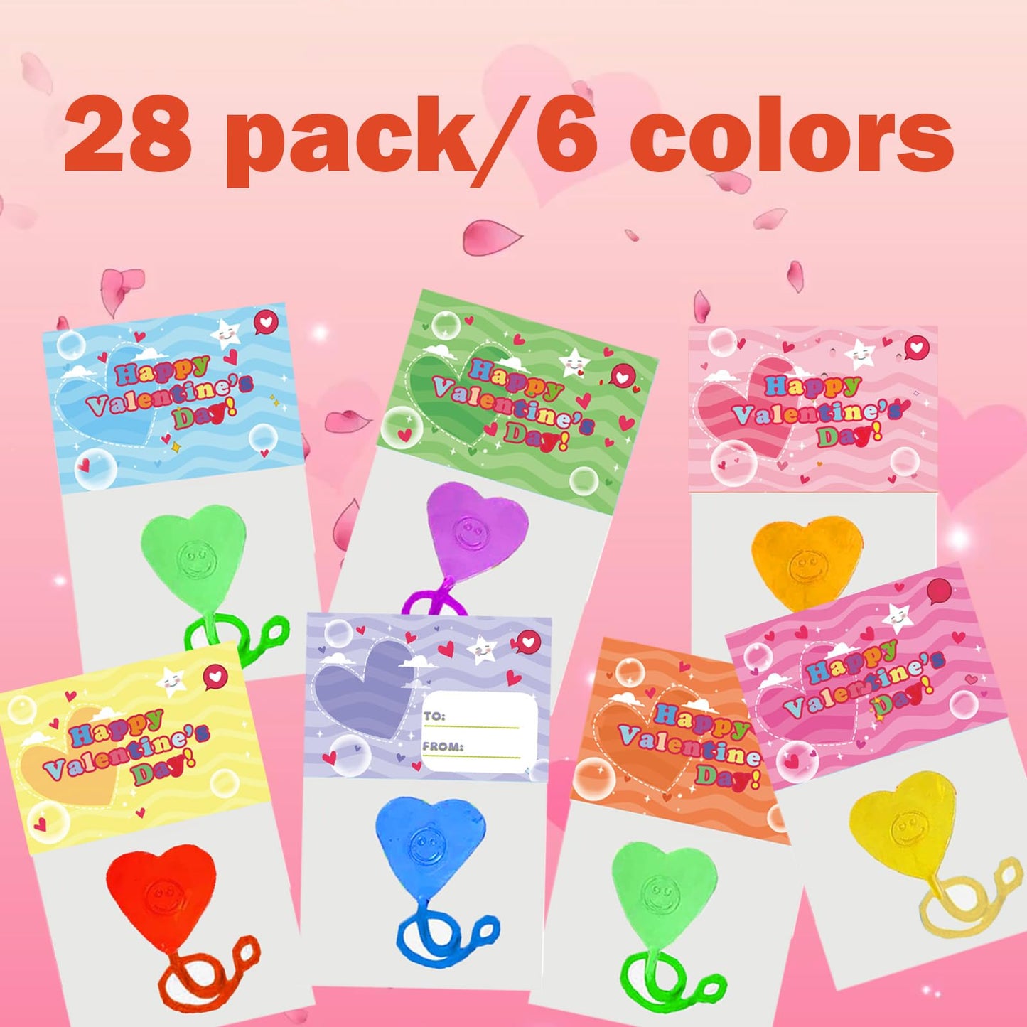 BEIGUO Valentine's Day Cards for Kids — 28 Pack Heart-Shaped Sticky Hands & Cards